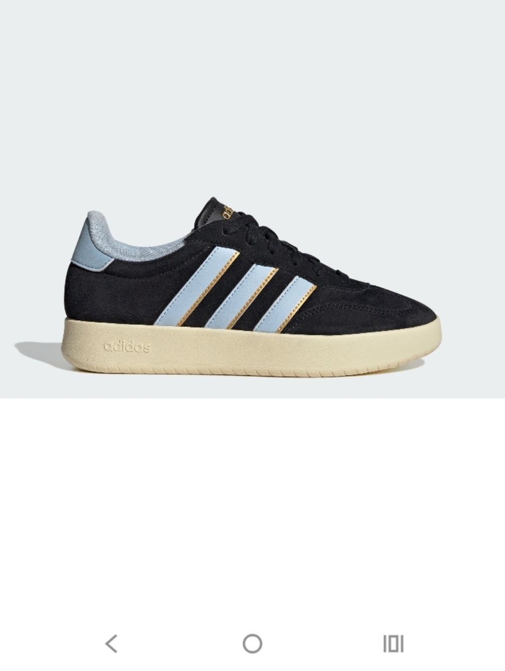 adidas Women's Baredda Black Suede Sneakers with Light Blue Stripes New Size 8